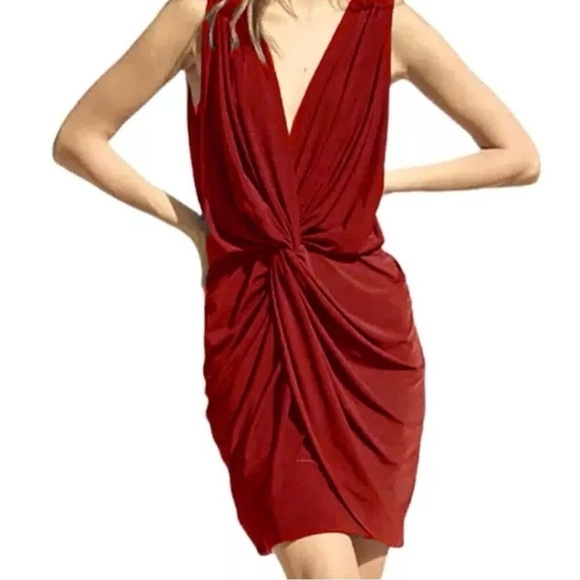 MISA Los Angeles Red Leza Dress Knot Front Sleeveless Party Womens Size S Mini - Picture 1 of 15